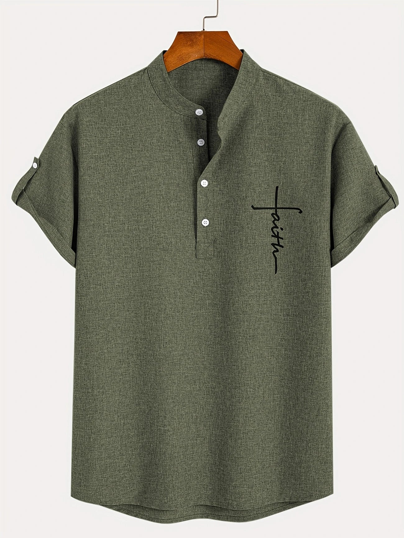 Findenal™ | Stylish short-sleeve shirt with a stand-up collar