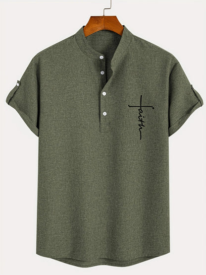 Findenal™ | Stylish short-sleeve shirt with a stand-up collar