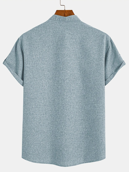 Findenal™ | Stylish short-sleeve shirt with a stand-up collar