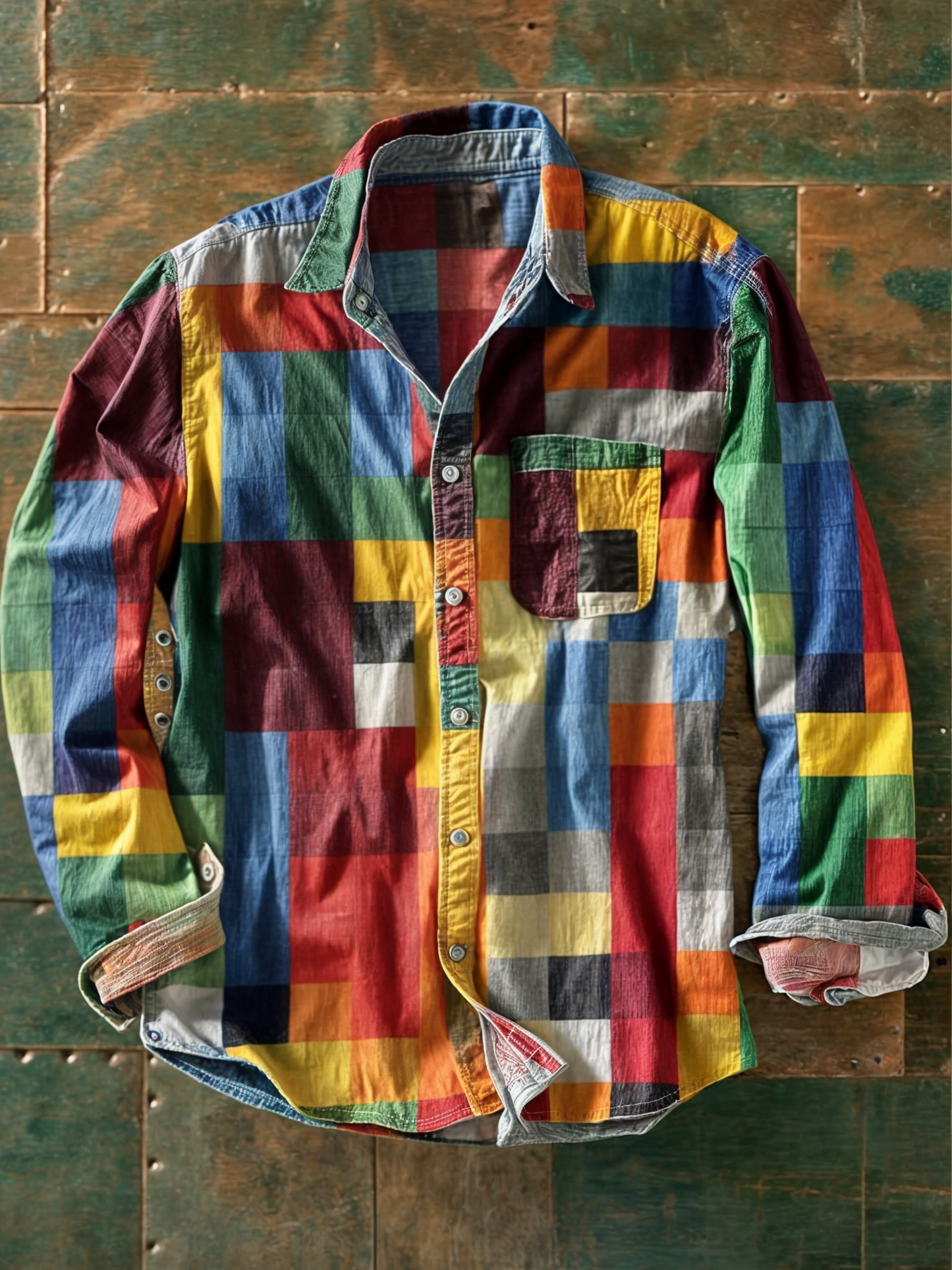 Findenal™ | Premium Patchwork Shirt – Unique Style and Comfortable Fit