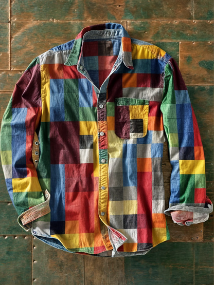 Findenal™ | Premium Patchwork Shirt – Unique Style and Comfortable Fit