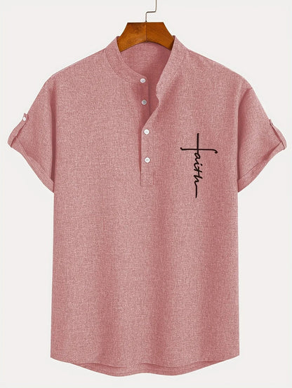 Findenal™ | Stylish short-sleeve shirt with a stand-up collar