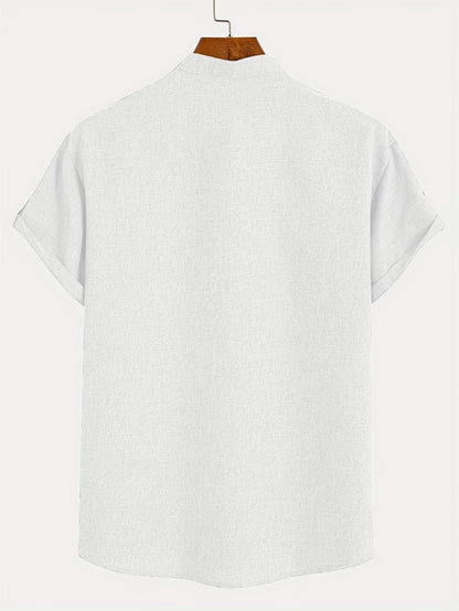 Findenal™ | Stylish short-sleeve shirt with a stand-up collar