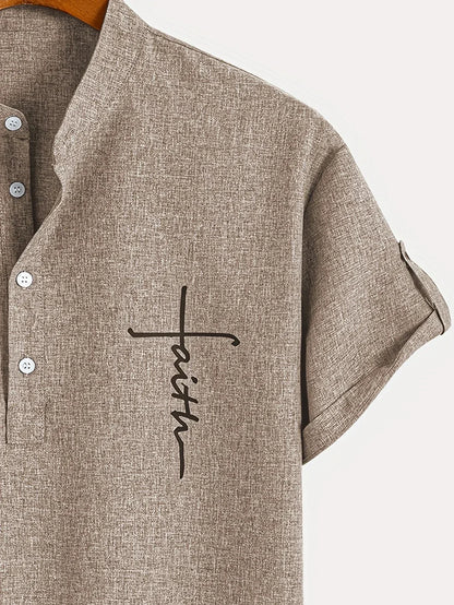 Findenal™ | Stylish short-sleeve shirt with a stand-up collar