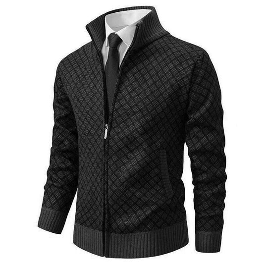 Alex™ – Men's Plaid Zip-Up Mock Neck Sweater